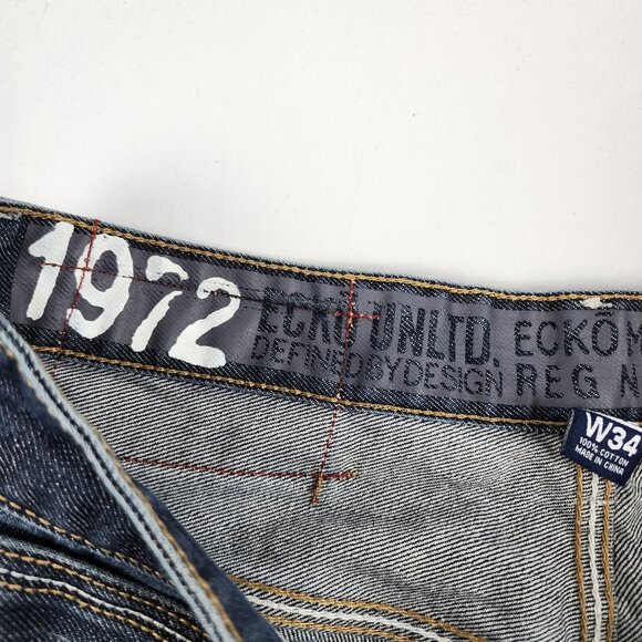 ECKO Unltd Jeans Mens 34x32 Blue Vintage Pants Dark Wash 100% Cotton - Picture 10 of 11